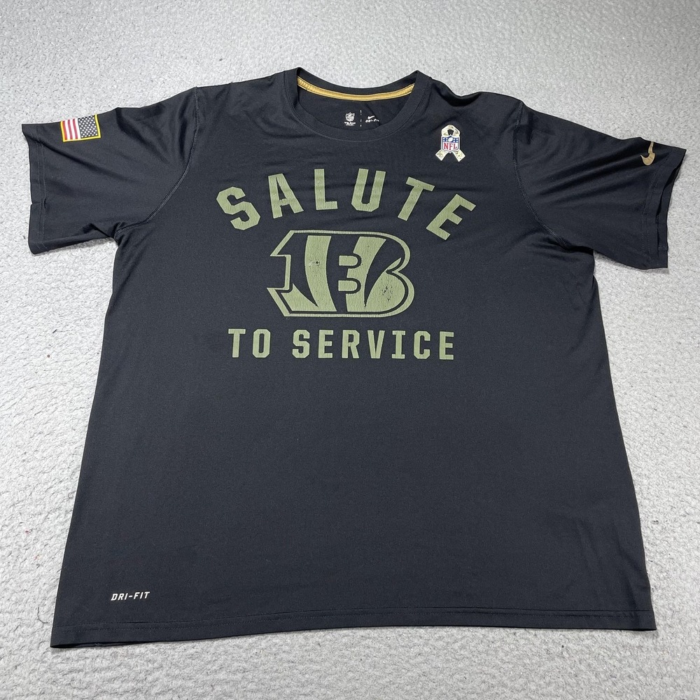 Cincinnati Bengals Shirt Mens XL‎ Black NFL Nike Salute To Service Dri Fit